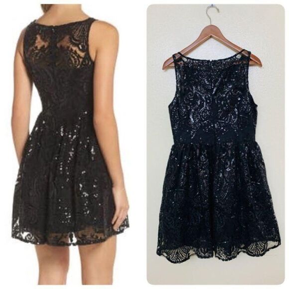 BB Dakota Tate Floral Lace Sequin Lace Fit & Flare - Picture 2 of 11